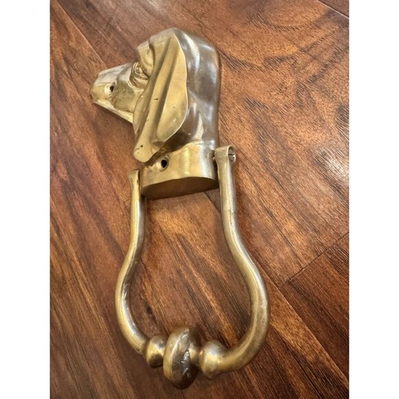 DOG HEAD DOOR KNOCKER FIGURAL SETTER POINTER DACHSHUND BEAGLE BRASS HEAVY 9” - Picture 8 of 10